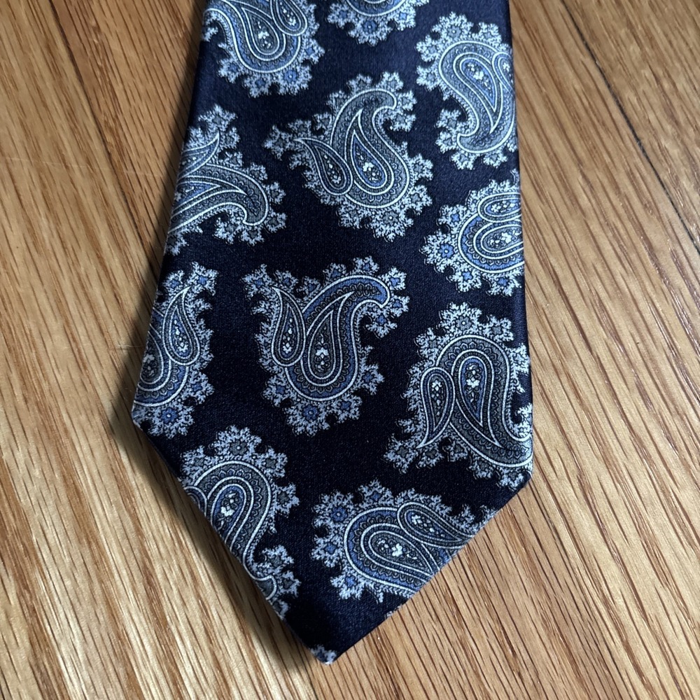 Givenchy Monsieur Silk Tie Blue Paisley Vintage‎ Luxury Italy Necktie
